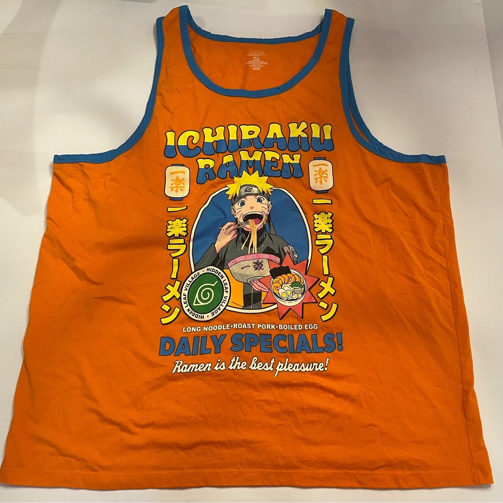 Naruto Shippuden Ichiraku Ramen Tank Top Mens 3XL Orange Graphic Anime Viz Media